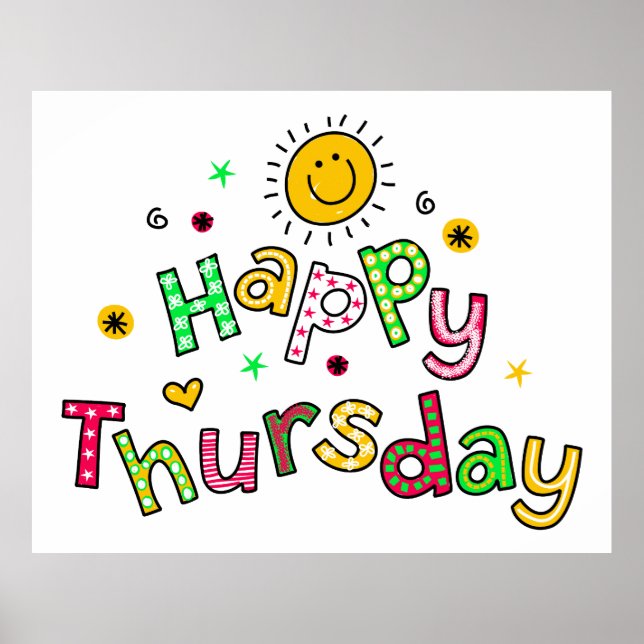 Cute Happy Thursday Week Greeting Text Expression Poster (Front)