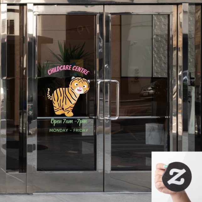 Cute  happy tiger cub cartoon (Office Door)