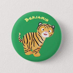 Cute  happy tiger cub cartoon 6 cm round badge