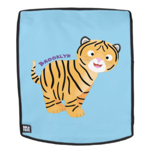 Cute happy tiger cub cartoon backpack