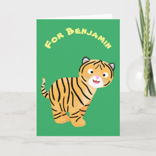 Cute  happy tiger cub cartoon card