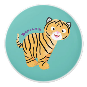 Cute  happy tiger cub cartoon ceramic knob
