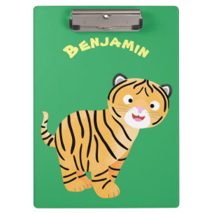 Cute  happy tiger cub cartoon clipboard