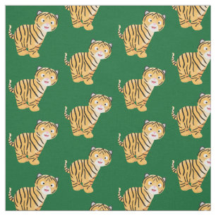 Cute  happy tiger cub cartoon fabric