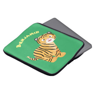 Cute  happy tiger cub cartoon laptop sleeve