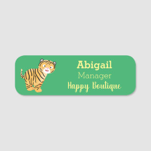 Cute  happy tiger cub cartoon name tag