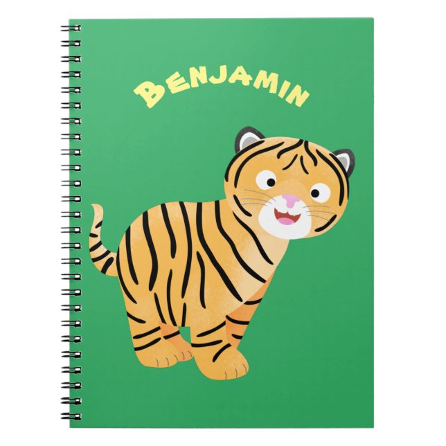 Cute  happy tiger cub cartoon notebook (Front)