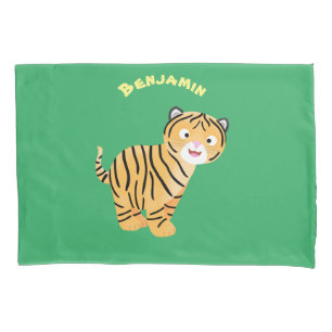 Cute  happy tiger cub cartoon pillowcase
