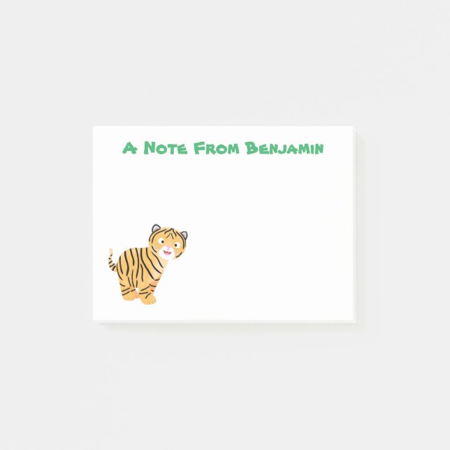 Cute  happy tiger cub cartoon post-it notes (Front)