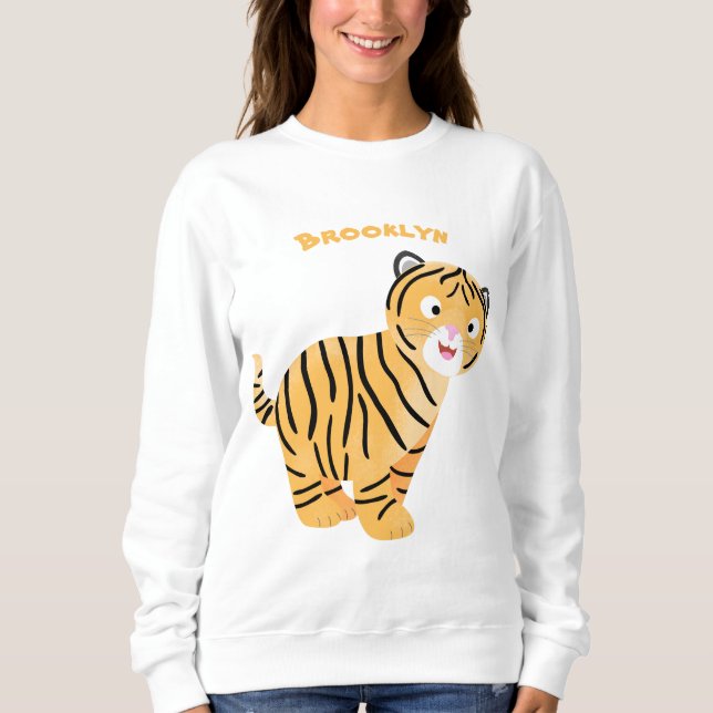 Cute  happy tiger cub cartoon sweatshirt (Front)