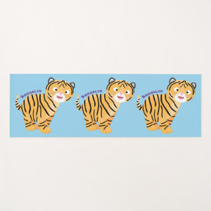 Cute  happy tiger cub cartoon yoga mat