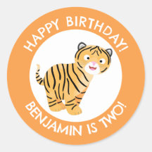 Cute happy tiger cub personalised cartoon birthday