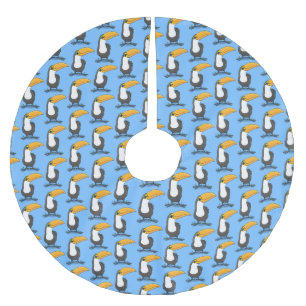 Cute happy toucan cartoon illustration brushed polyester tree skirt