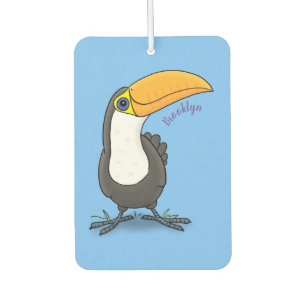 Cute happy toucan cartoon illustration car air freshener