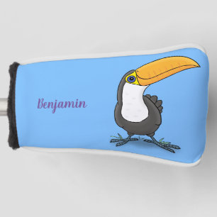 Cute happy toucan cartoon illustration golf head cover