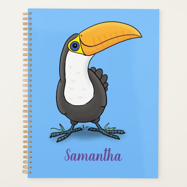 Cute happy toucan cartoon illustration planner (Front)