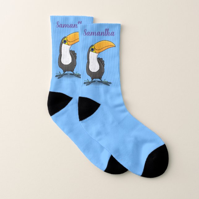 Cute happy toucan cartoon illustration socks (Pair)