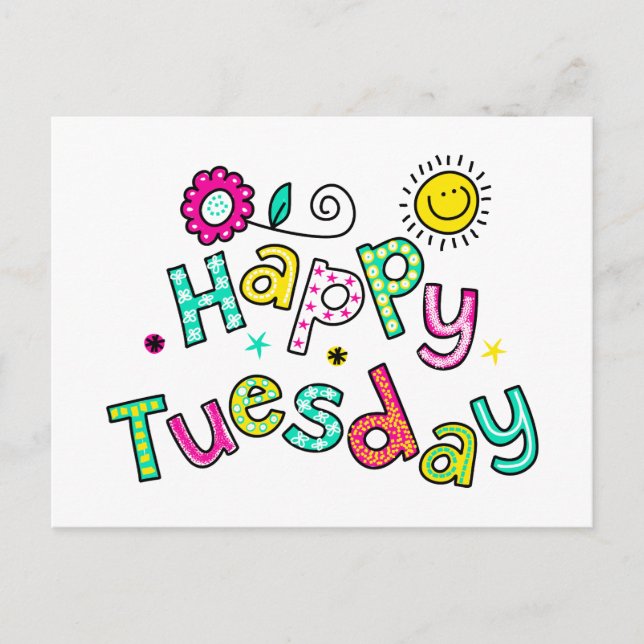 Cute Happy Tuesday Week Greeting Text Expression Postcard (Front)