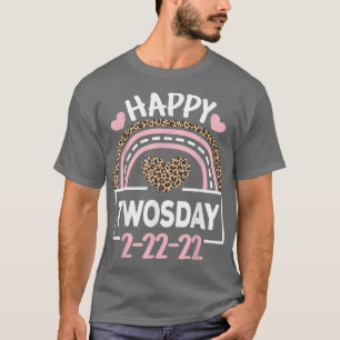 Cute Happy Twosday 22222 Pink Rainbow 22nd Februar T-Shirt