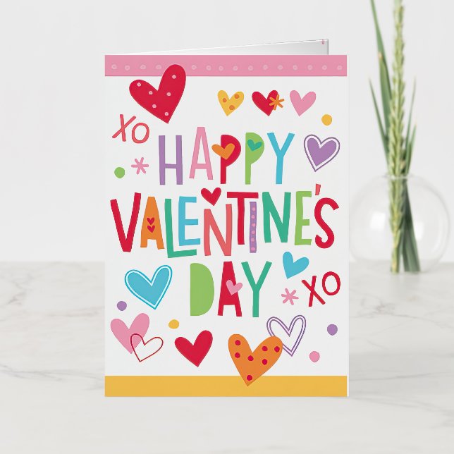 Cute Happy Valentine Day Hearts Greeting Card  (Front)