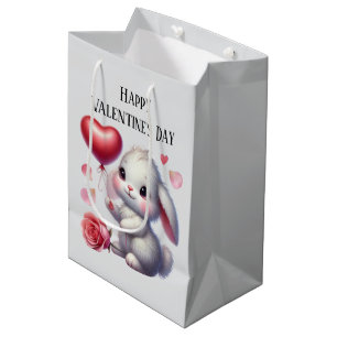 Cute Happy Valentine's Day bunny  Medium Gift Bag
