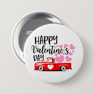 Cute Happy Valentine's Day Country truck 7.5 Cm Round Badge
