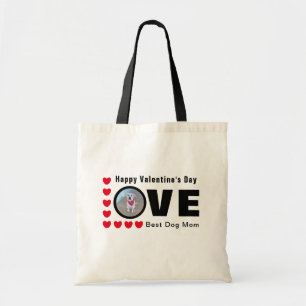 Cute Happy Valentines Day Dog Mum Love Hearts Red Tote Bag