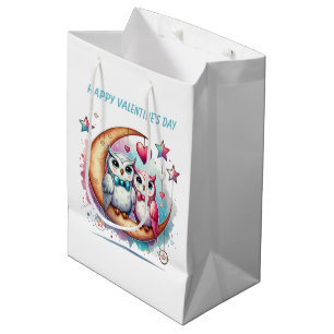 Cute Happy Valentine's Day owls Medium Gift Bag