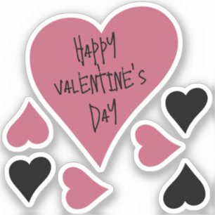 Cute "Happy Valentines Day" Pink  and Black Hearts