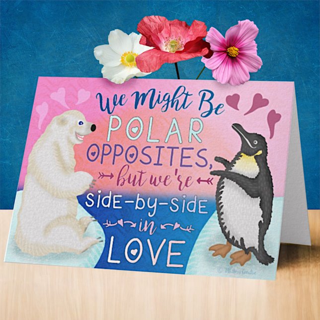 Cute Happy Valentine's Day Polar Bear Penguin Love Holiday Card (Creator Uploaded)