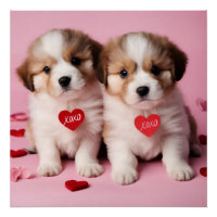 Cute Happy Valentine's Day Puppies
