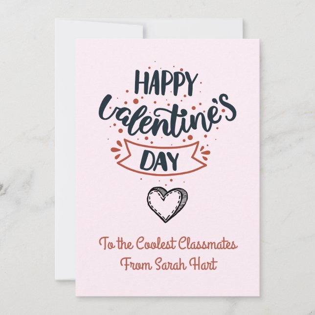 Cute Happy Valentines Day To Kids Classmates Holiday Card (Front)