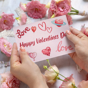 Cute Happy Valentins Day hearts love balloon Postcard