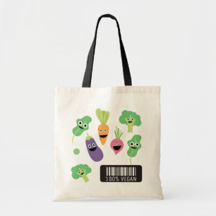 Cute Happy Vegetables 100% Vegan Tote Bag