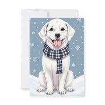 Cute Happy White Dog Flat Thank You Card
