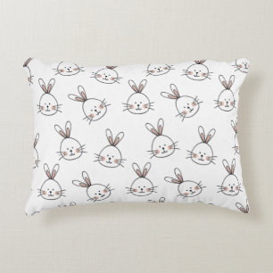 Cute Happy White Easter Bunny Decorative Cushion