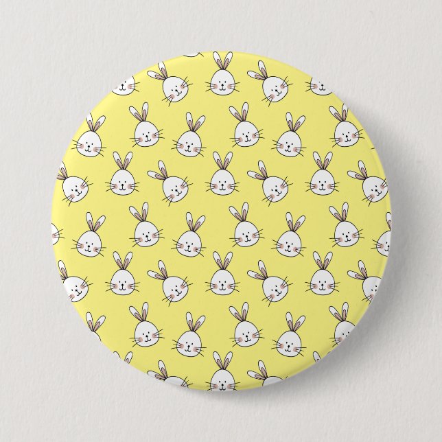 Cute Happy White Easter Bunny Pattern 7.5 Cm Round Badge (Front)