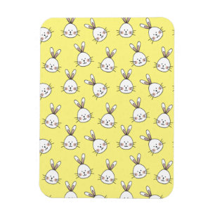 Cute Happy White Easter Bunny Pattern Magnet
