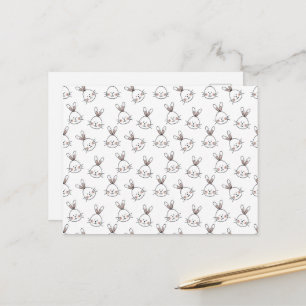 Cute Happy White Easter Bunny Pattern Postcard