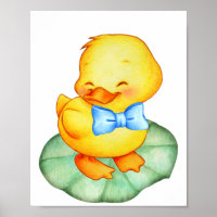 Cute happy yellow duckling