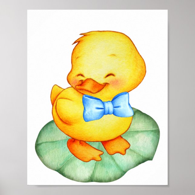 Cute happy yellow duckling  poster (Front)