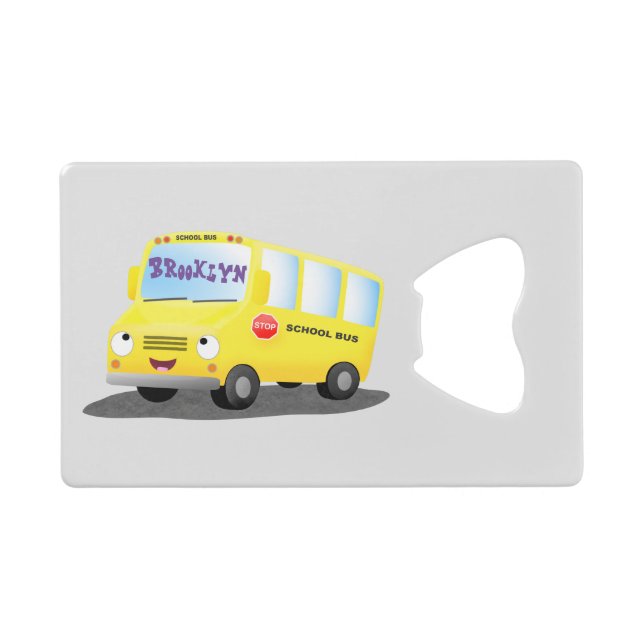 Cute happy yellow school bus cartoon (Front (Horizontal))