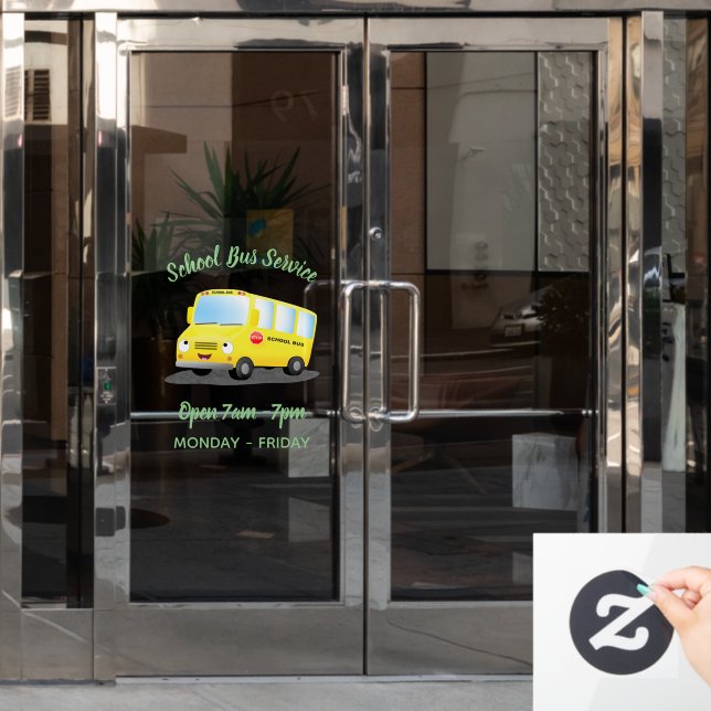 Cute happy yellow school bus cartoon (Office Door)