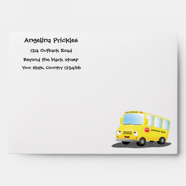 Cute happy yellow school bus cartoon envelope (Front)