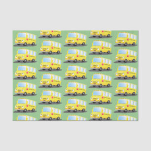 Cute happy yellow school bus cartoon tissue paper
