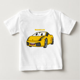 Cute happy yellow sports car cartoon baby T-Shirt