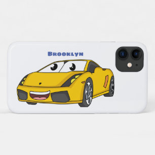 Cute happy yellow sports car cartoon Case-Mate iPhone case