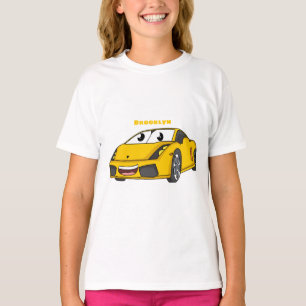 Cute happy yellow sports car cartoon T-Shirt