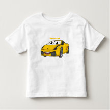 Cute happy yellow sports car cartoon
