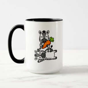Cute Happy Zebra with Carrot Cartoon Fun Animal Mug